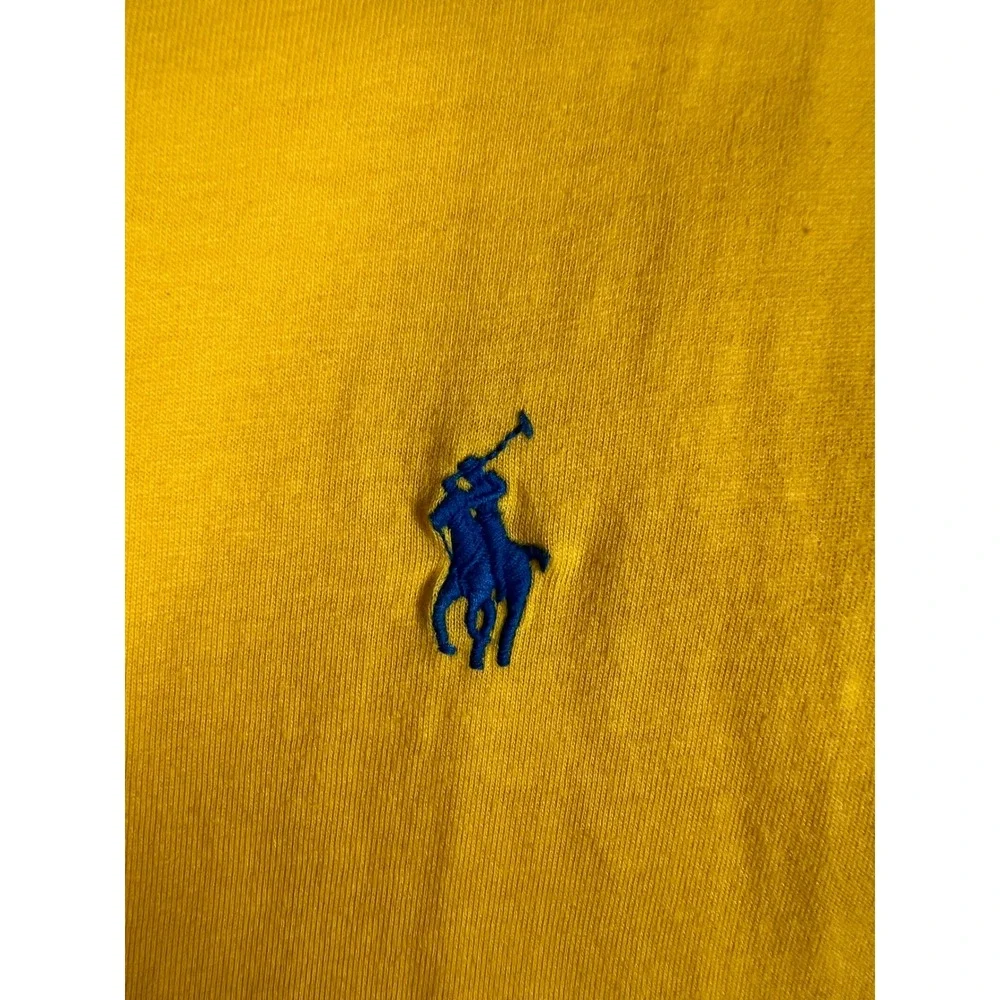 Polo Ralph Lauren Mens V-Neck T-Shirt Yellow Blue Pony Big & Tall XXL - Picture 3 of 9